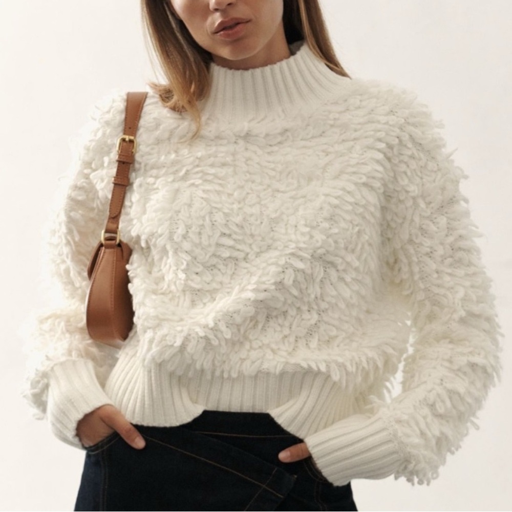 Cozy White Textured Sweater from Anthropologie